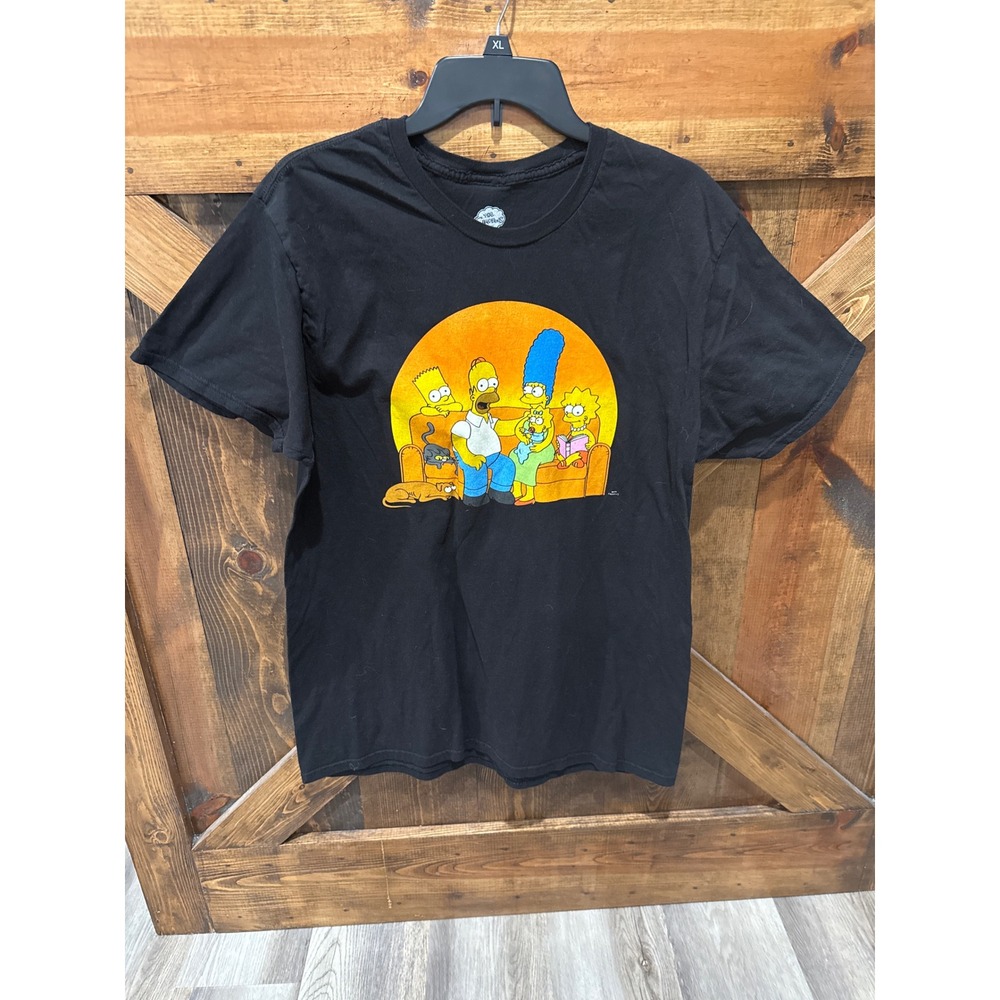 The Simpsons Mens XL Black Couch Family Graphic T-Shirt 20th Century Fox Tee